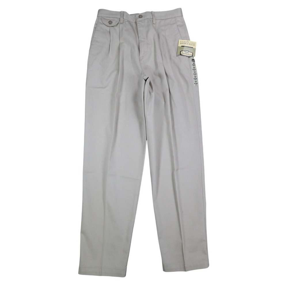 Lee Casuals Pants Womens 12 M Vintage 90s Khaki Cotton Double Pleat Relaxed Fit